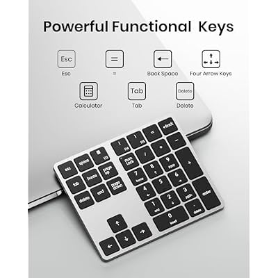 Kisnt KN300 Wired USB-C Number Pad for Laptop, 34-Key Type-C Numeric Keypad, Portable 10 Key USB Keypad for MacBook, Tablets, Mac, iOS, Android, Windows PC