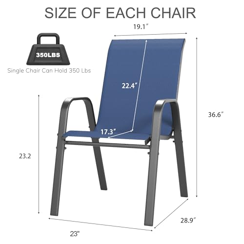 Image of Outdoor Patio Chairs Set of 6 Stackable Dining Chairs All-Weather Textilene Furniture Set for Pool, Deck, Backyard, Garden
