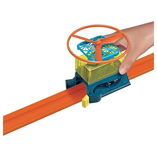Hot Wheels Track Builder Playset Drone Lift-Off Pack, 6 Component Parts, Includes 1:64 Scale Toy Car