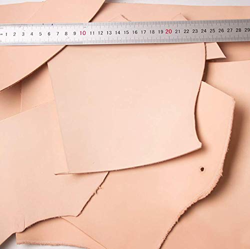 One Pound Veg Tan Leather Scrap, 1 Lb Vegetable Tanned Scrap Leather Pieces For Crafting, Lightweight 3-4 Oz Mixed With 4-5 Oz And Veg-Tan Tooling Leather Remnan, Cow Hide Leather Sheets #TOP1