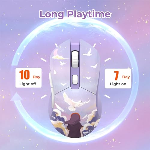 Image of DAREU Wireless Gaming Mouse with Charging Dock Rechargeable RGB,12K DPI,7 Programmable Buttons High-Precision Sensor [300IPS] [1000Hz] for PC Notebook Mac