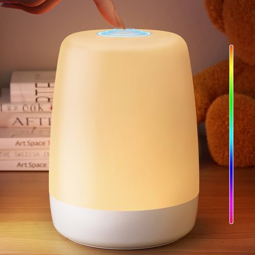 Vicsoon Nursery Night Light, Touch Bedside Lamp Rechargeable, RGB Color