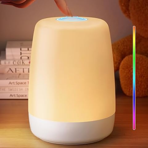 Vicsoon Nursery Night Light, Touch Bedside Lamp Rechargeable, RGB Color Changing Dimmable Table Lamp, Sleep Aid Kids Breastfeeding LED Night Lamp Cover