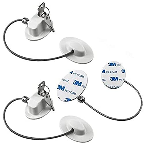 Mnrkaoic 3Pcs Limitador de apertura ventana con bloqueo Cerraduras de Restricción de Ventana Para niños Cerraduras de Cable para Armario cajón frigorífico seguridad con llave y adhesivo 3M (blanco) Cover