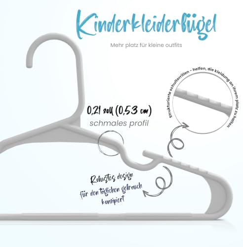 Utopia Home 40er Pack Kinderkleiderbügel 29.2 cm, Kunststoff, Grau – Ansicht 3