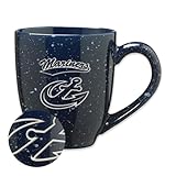 Rico Industries NCAA Maine Maritime Mariners Primary Logo Navy 16 oz Team Color Laser Engraved Speckled Ceramic Coffee Mug