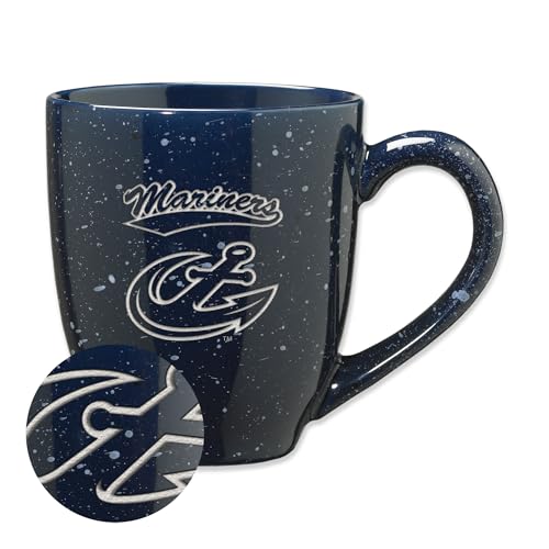 Rico Industries NCAA Maine Maritime Mariners Primary Logo Navy 16 oz Team Color Laser Engraved Speckled Ceramic Coffee Mug
