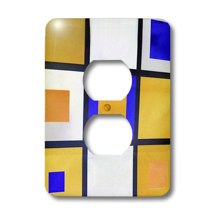Cache-prises carrés bleus et jaunes 3dRose design géométrique bicolore 2 prises