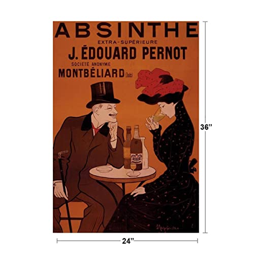 Leonetto Cappiello Absinthe J Edouard Pernot 1902 Vintage Liquor Ad French Spirit Advertising Couple Drinking At Paris Cafe Cool Wall Decor Art Print Poster 24X36 #TOP4