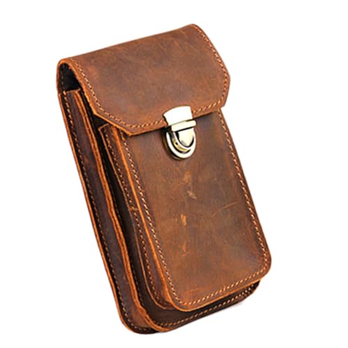 Bolso de mano para hombre TEHAUX de piel retro marron para movil de 5.5 pulgadas