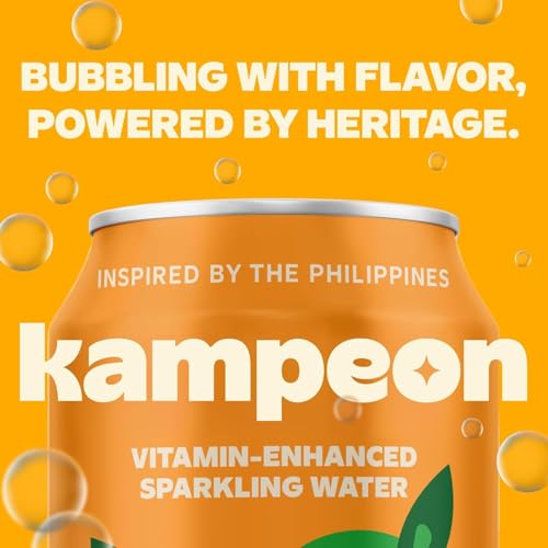 Image of Kampeon Calamansi Filipino inspire sparkling water - 12oz Cans - Filipino Lemonade with Real Calamansi Juice, Vitamin B & C, Magnesium - Sweet Tart Citrus Soda Alternative, b pack Lightly Sweet, Caffeine-Free INSPIRED BY THE PHILIPPINES (Pack of 12)