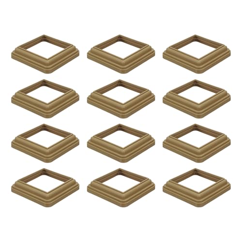 Jupe de poteau 10x10 cm en plastique couleur teck pour finition de clôture et porche Lot de 12
