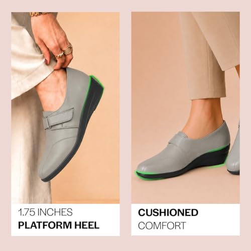 Image of FAUSTO Women's Outdoor Fashion Hook and Loop Platform Heel Wedges