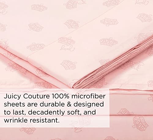 Juicy Couture – Microber Sheet Set | King Size Bed Sheets | 4 Piece Set Includes Fitted Sheet, Flat Sheet And 2 Pillowcases | Deep Pockets, Wrinkle Resistant And Anti Pilling #TOP2