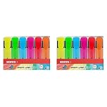 Kores - Bright Liner Plus: Coloured Fluorescent Highlighter Pens, Chisel Tip and Water-based Ink, Ergonomic Shape, School and Office Supplies, Pack of 12 Assorted Colours