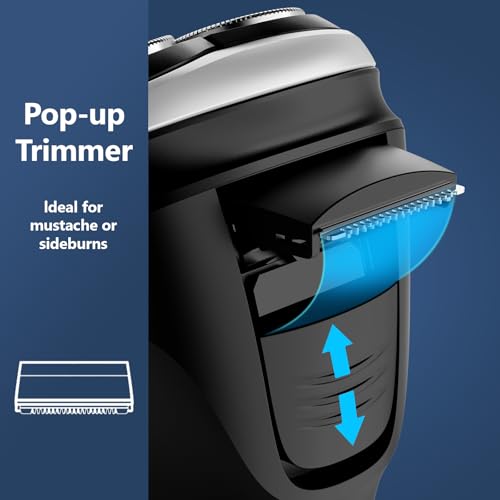 Image of NANSHA Electric Razor for Men with Pop-Up Trimmer, 100% Waterproof Electric Shaver, Rechargeable Cordless Shavers for Men, Type-C, 140Mins Runtime, Plug & Play, Black (Black)