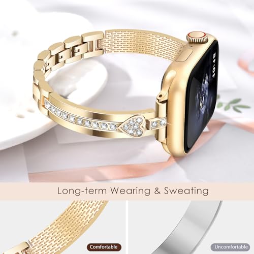 Image of VISOOM Bracelet Compatible for Series 11 /10 /9 /8 /se Apple Watch Band 46 /45 /44 /42 /41 /40 /38mm Series 7 /SE Women Dressy Luxury Wristband Jewelry Metal Watch Strap for iWatch Series 6 /5 /4 /3 /2 /1