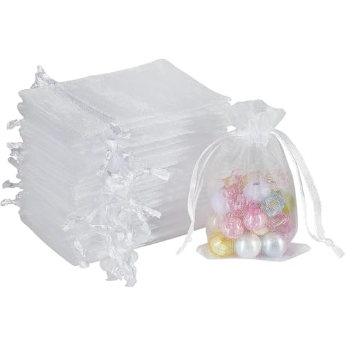 GHPKOTW 50 Sacchetti in Organza 7 X 9 Cm, Sacchetti Per Confetti, Gioielli, Matrimonio, Lavanda - Bomboniere Nuziali