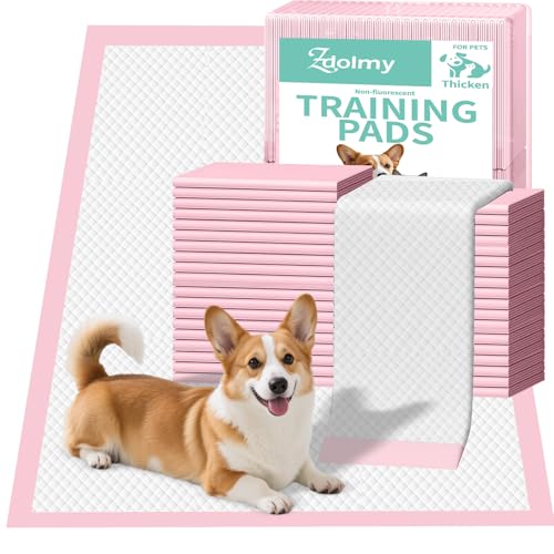 Pink Puppy Pee Pads, 24"x 24" 40 Count Disposable Puppy Pee Pad for Pet Toilet Training, Super Absorbent & Thick, Leak-Proof, Quick-Dry, Pet Potty Pads for Puppies, Dogs, Cats, Rabbits by Zdolmy - Used condition - US$16.47
