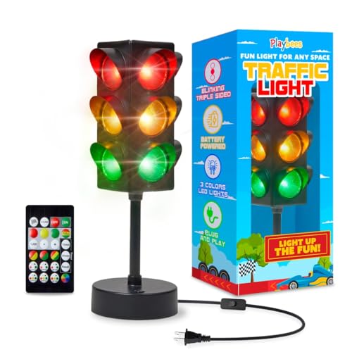 Playbees Mini Traffic Light Lamp with Base 11 inches Vibrant