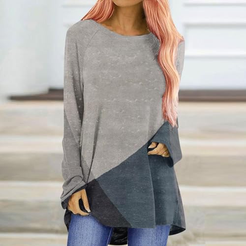 Camisetas femininas de manga comprida plus size gola redonda casual com estampa solta blusas de outo