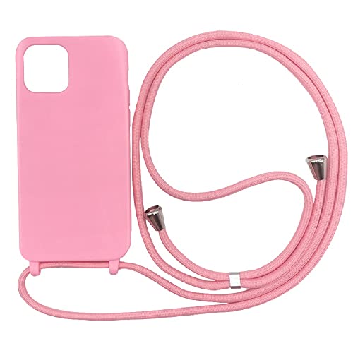 Ququcheng Coque Compatible avec iPhone 15(6.1"),Collier pour Étui Colliers de cellulaire Corde Silicone avec Cordon Case TPU Bumper pour iPhone 15(6.1")-Pink