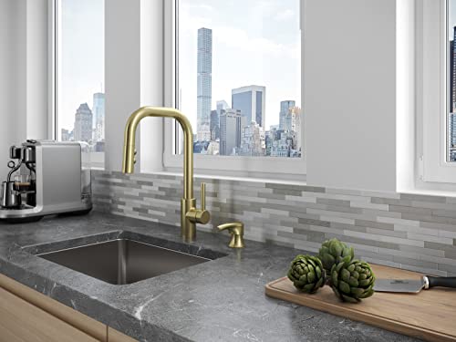 Pfister Zanna Kitchen Faucet With Pull Down Sprayer And Soap Dispenser, Single Handle, High Arc, Brushed Gold Finish, F5297Znrbg #TOP2