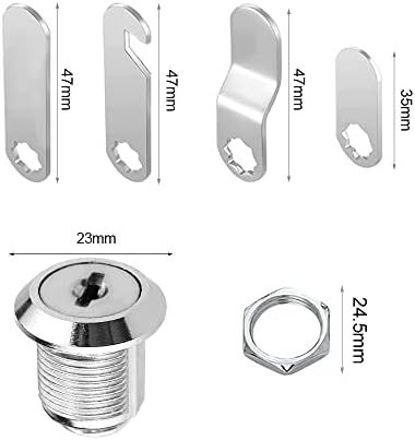 DXLing 3 Sets Cupboard Cam Lock 16mm Security Mailbox Lock Cam Lock Door Barrel Drawer Cabinet Cam Lock Zinc Alloy Letter Box Locks Silver with Keys
