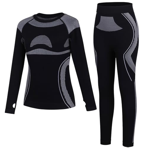 beautyin Girls Boys Thermals Ski Base Layer Long Johns Underwear Hot Chilly Thermals Black/Grey
