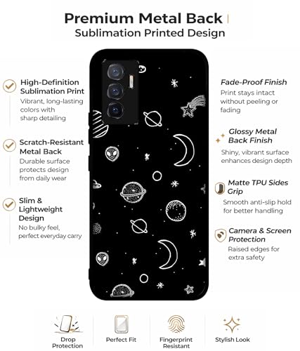 Image of Amazon Brand - Solimo Solar System Premium 2D Printed Metal Back Case Cover for Vivo V23E 5G / Y75 4G