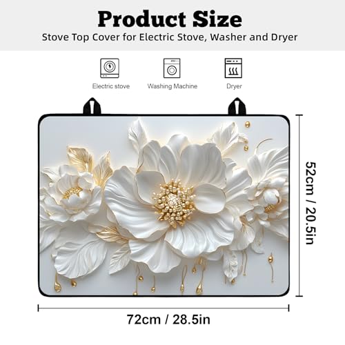 Image of Multi-Design Stove Cover for Glass /Electric Stoves - 3-in-1 Heat-Resistant Protector Mat, Non-Slip Drying Rack 28 inchx20 inch