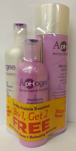 Aphogee Trio Two-step Protein Treatment 16oz + Balancing Moisturizer 8oz + Moisturizing Oil Sheen 12oz