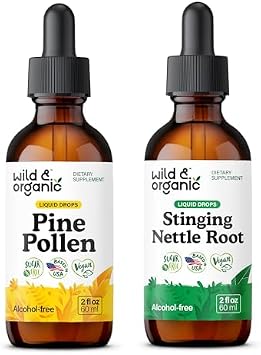 Wild & Organic Pine Pollen Tincture 2 fl oz & Stinging Nettle Root Tincture 2 fl oz
