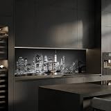 Dedeco Küchenrückwand Motiv: New York V2, 3mm Acrylglas als Spritzschutz für die Küchenwand Wandschutz Dekowand wasserfest, 3D-Effekt, alle Untergründe, 240 x 60 cm