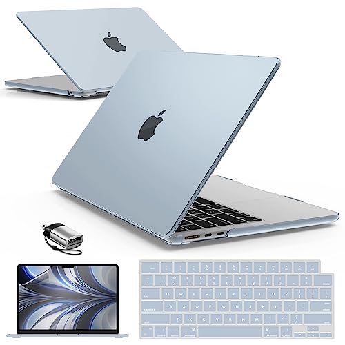 IBENZER MacBook Air 15 Inch Case 2026 2025 2024 2023 M5 M4 M3 M2 Model A3448 A3241 A3114 A294, Hard Shell Case&Keyboard Cover&Screen Film&Type-C, Sierra Blue, AT15-SIBL+2TC A