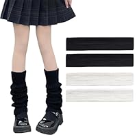 EUPSIIU 2 Pairs Knitted Leg Warmers for Women Girls, Winter Boot Cuffs Warm Knee Warmers, Lady Fashion Long Boot Cuff Knee Socks, 90s Kawaii Crochet Legwarmers for Ballet Dance Skating Yoga (2 Colors)