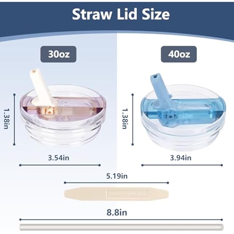 2 Pack 30 oz Tumbler Flip Straw Lid for Stanley Quencher ProTour Leak Proof Lid Replacement for Stanley H2.0 Quencher, Spill Proof Reusable Lid for Stanley Cup Accessories (Light Cream*2, 30 oz)