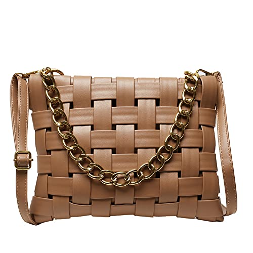 Yp Women Large Crossbody Bag Woven Envelope Purses Pu Leather Shoulder Handbags (B-Brown) #TOP3