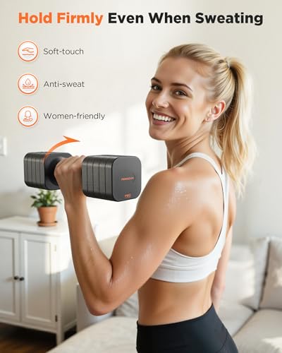 Image of FEIERDUN DB3 5-in-1 Adjustable Dumbbell Set of 2, 12LBS /20LBS Hand Weights for Women, Men, 1s-Adjust Dual-Stable Dumbbell Set for Women Home Gym & Outdoor