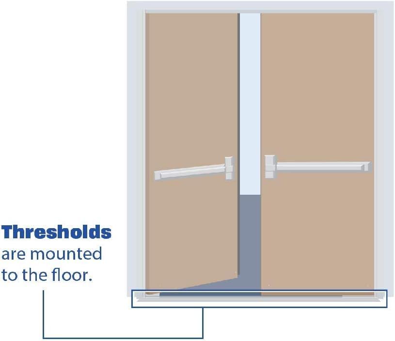 Fire Rated/ADA Approved/Mill Aluminum Door Threshold/Saddle (3445MA), FH (Flathead) Screw #10 x 1/2'' Supplied, (60" L x 1/4" H x 4" W)