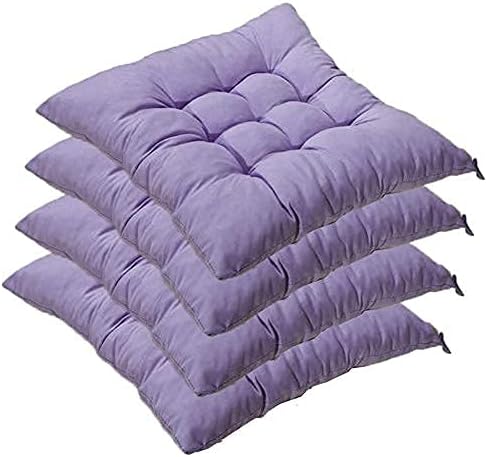 YYRZ Set of 4 Indoor/Outdoor Chair Cushion, Cotton Chair Pads Square, Cushions for Wicker Chair Seat, for Rocking, Dining, Patio, Camping, Kitchen Chairs (40X40cm),Light Purple