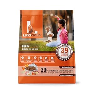 LICKICIOUS Puppy Dry Dog Food | Chicken, Egg and Milk Flavour 1kg |6 in 1 Growth Formula, Protein for Better Skin & Shiny Coat, Stronger Bones & Muscles|Nutritionally Balanced Healthy Dog Food.
