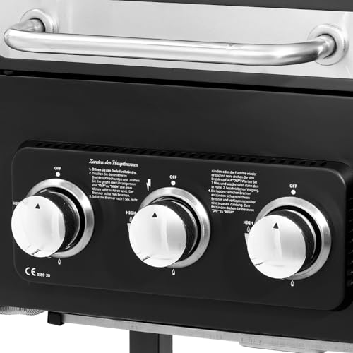 TAINO HERO DUO Gasgrill Holzkohlegrill Smoker Kombigrill Grillwagen 2 in 1 System BBQ Grill Kombistation Gas Kohle schwarz