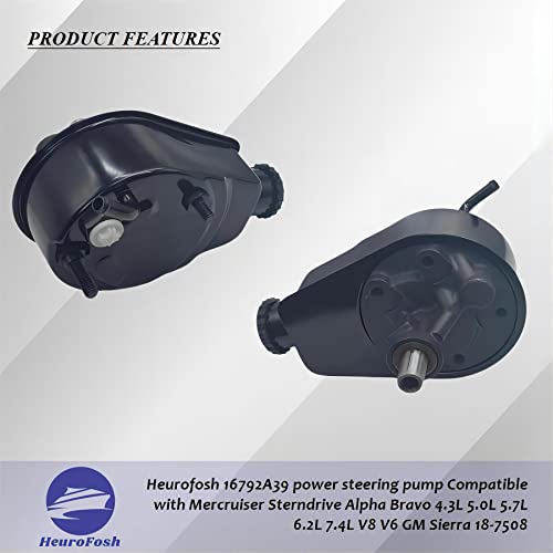HeuroFosh 16792A39 power steering pump Compatible with Mercruiser Sterndrive Alpha Bravo 4.3L 5.0L 5.7L 6.2L 7.4L V8 V6 GM Sierra 18-7508 - Thumbnail 6