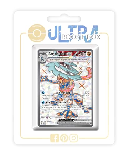 Amphinobi ex 198/167 Full Art Téracristal Secrète - Ultraboost X Écarlate et Violet 6 Mascarade Crépusculaire - Coffret de 10 Cartes Pokémon Françaises