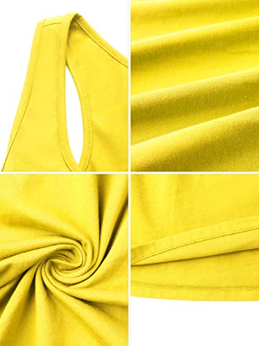 Missufe Women's Sleeveless Racerback Flared Casual Plain Knee Length Tank Dress (Yellow 01, Medium) #TOP5
