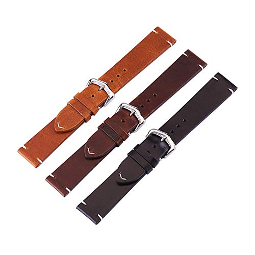 Bracelet de montre rétro acier inoxydable et cuir véritable 18-24mm - 4