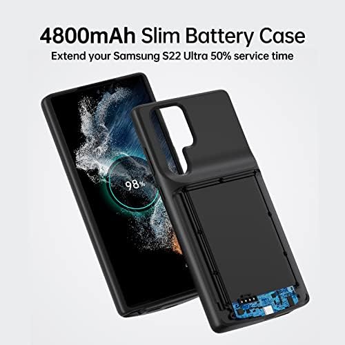 NEWDERY Battery Case for Samsung Galaxy S22 Ultra, 4800mAh Charging Case Rechargeable Extended Charger Case, Portable Power Bank Backup (Support Qi Wireless Charging) for Samsung Galaxy S22 Ultra