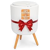 SereneLife Freestanding Towel Warmer Bucket – 18' Hot Towel Warmer with Legs for Bathroom & Spa, 12L Capacity, Built-In Timer, Aroma Discs & LED Indicator, Fits One Towel or Robe, Gray