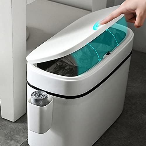 LIFKOME Badezimmer Mülleimer 14L- Badezimmer- Mülleimer mit Deckel Dünnes Kunststoff- Schmale Schlafzimmer- Mülltonne Walkbasket- Pressetyp- Deckel Müll- Container- Behälter für - Image 5